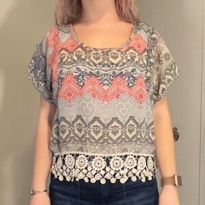 living doll bohemian crochet blouse xs